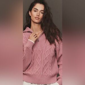 NWT Varley Didi Relaxed Fit Cable Knit Half Zip Sweater Size M